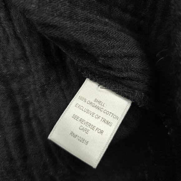 Garnet Hill Shirt Womens 12 Black Peasant Lightweight Striped Organic Cotton - Picture 3 of 7